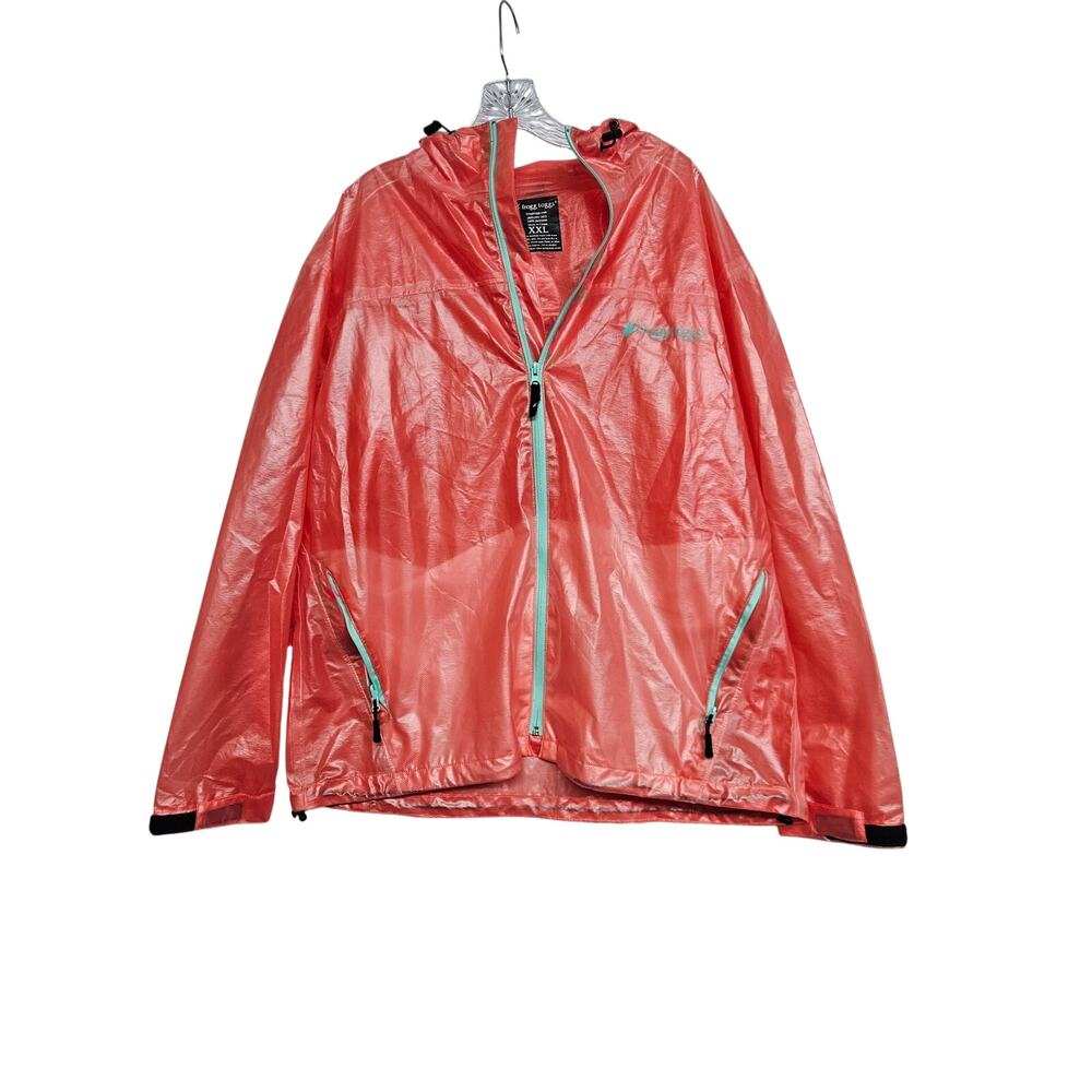 Frogg Toggs XXL Xtreme Lite Hooded Jacket Coral Orange Pink Color Teal Accent - Picture 2 of 15